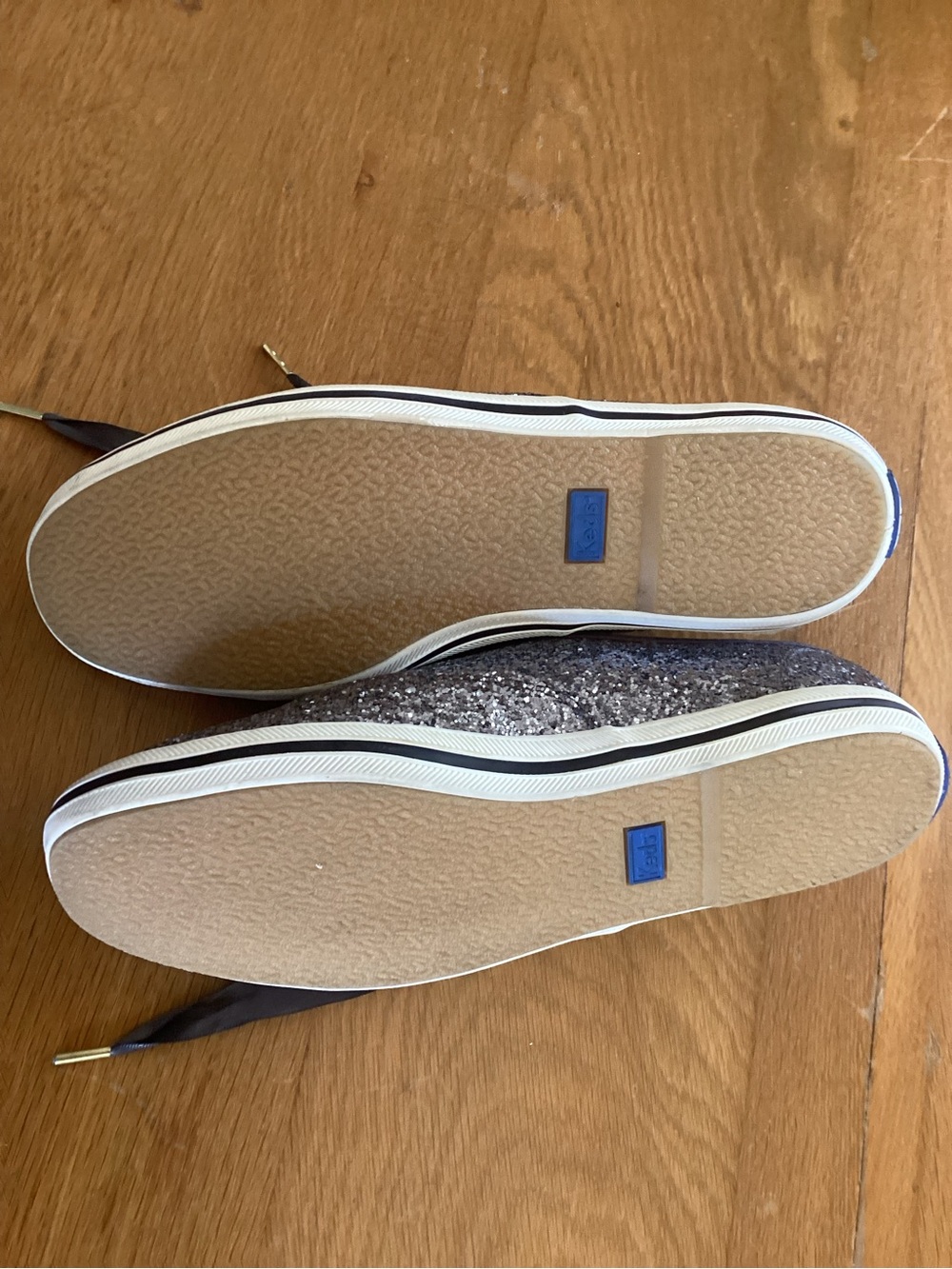 Keds by Kate Spade Navy Glitter Ribbon Lace Sneakers - Picture 2 of 9